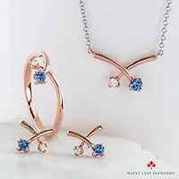 14K Rose & White Gold Tanzanite 0.04cttw Canadian Diamond Earrings 