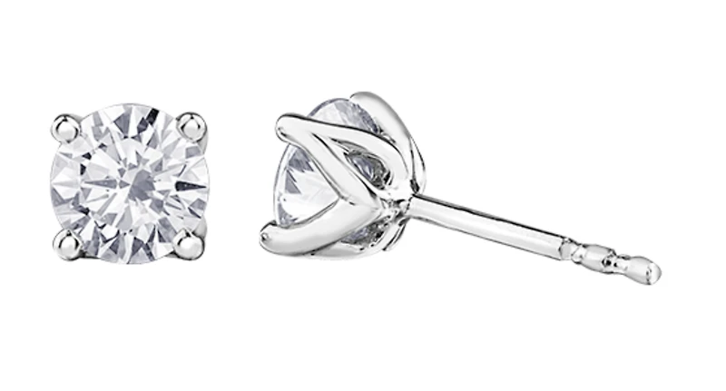 18K White Gold With Palladium Alloy (hypoallergenic) 0.11-2.00cttw Round Brilliant Canadian Diamond Stud Earrings - Carat Total / White/Palladium