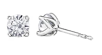 18K White Gold With Palladium Alloy (hypoallergenic) 0.11-2.00cttw Round Brilliant Canadian Diamond Stud Earrings - Carat Total / White/Palladium