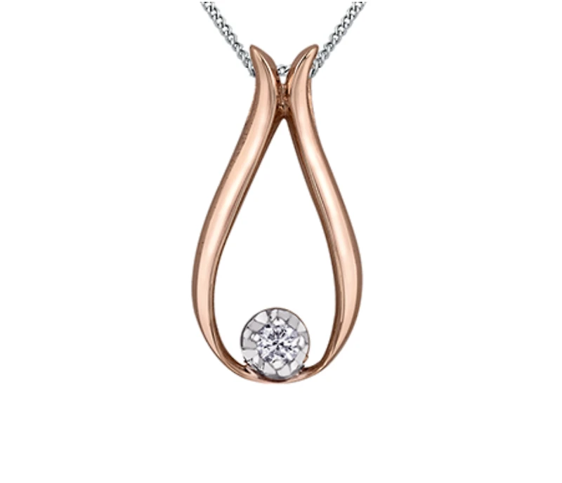 10K Rose Gold 0.03cttw Diamond Pendant, 18"
