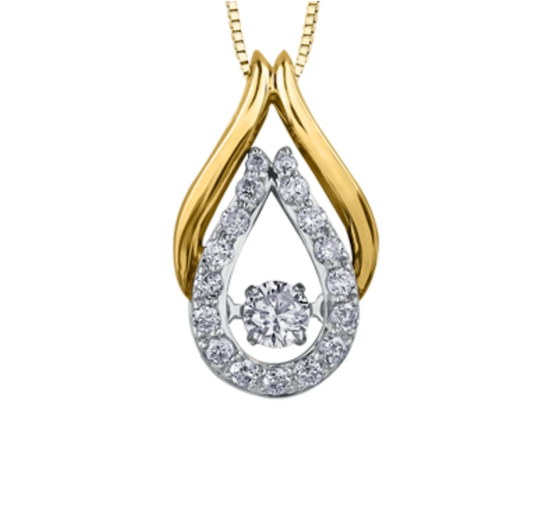 10K White, Yellow, or Rose Gold 0.25cttw Shimmer Diamond Pendant, 18"