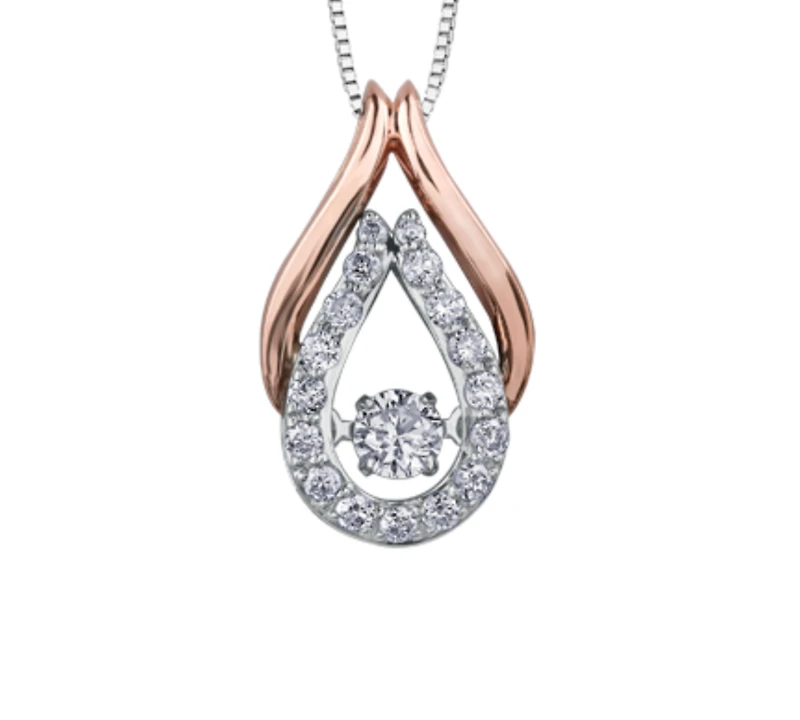 10K White, Yellow, or Rose Gold 0.25cttw Shimmer Diamond Pendant, 18"