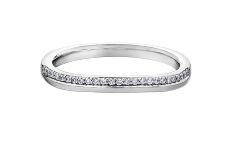 10K White Gold 0.10cttw Canadian Diamond Wedding Band - 10K White Gold