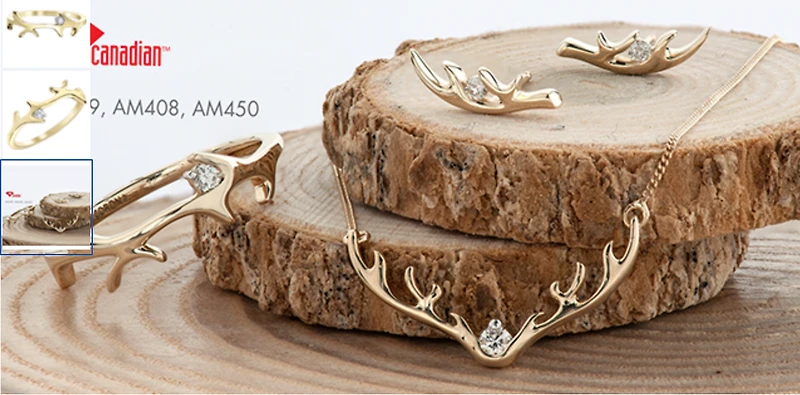 10K Yellow Gold 0.04cttw Diamond Antler Ring