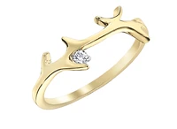 10K Yellow Gold 0.04cttw Diamond Antler Ring