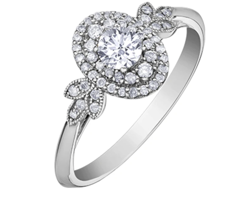10K White Gold 0.41cttw Round Brilliant Canadian Diamond Engagement Ring - / 4.5