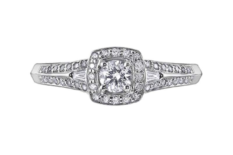 14K White Gold 0.45-95cttw Round Brilliant Canadian Diamond Engagement Ring - / Carat Total 5