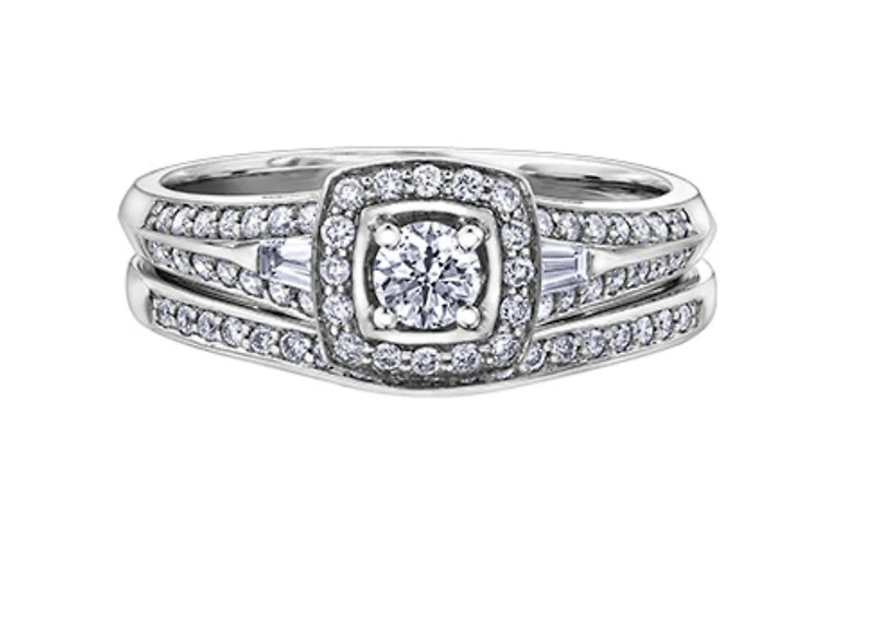14K White Gold 0.45-95cttw Round Brilliant Canadian Diamond Engagement Ring - / Carat Total 5
