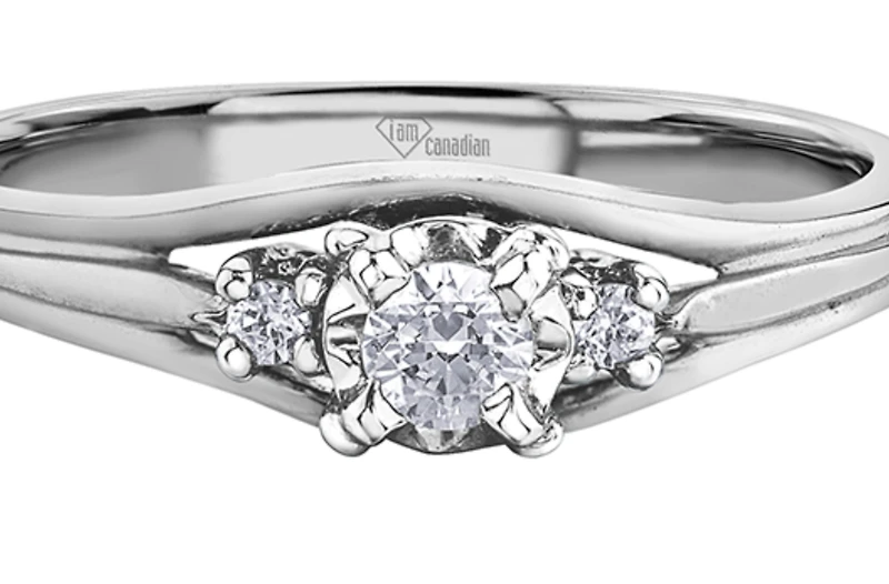 10K White Gold 0.18cttw Round Brilliant Canadian Diamond Engagement Ring
