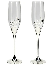 2 Pieces 25th Champagne Flutes - SE2525