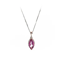 10K Rose Gold 1.33cttw Genuine Pink Topaz and 0.03cttw Diamond Necklace, 18"