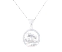 925 Sterling Silver 0.015cttw Canadian Diamond Spirit Bear Pendant