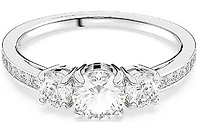 Swarovski Attract Trilogy ring, Round cut, White, Rhodium plated - 5656291 - 4.5