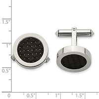 Titanium Polished with Black Carbon Fiber Inlay Cuff Links