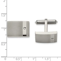 Titanium Brushed and Polished with Cubic Zirconia Cufflinks