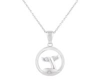 925 Sterling Silver 0.015cttw Canadian Diamond Whale Tail Pendant