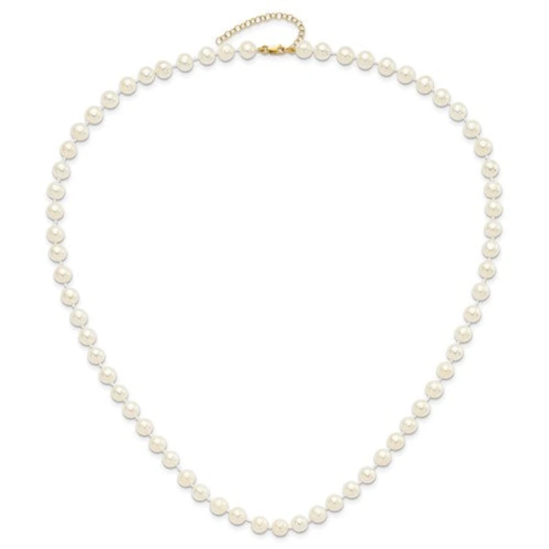 14k 6-7mm Fresh Water Cultured Pearl 7.25" with 1" Extender Bracelet 18" with 2" Extender Necklace and Earring Set
