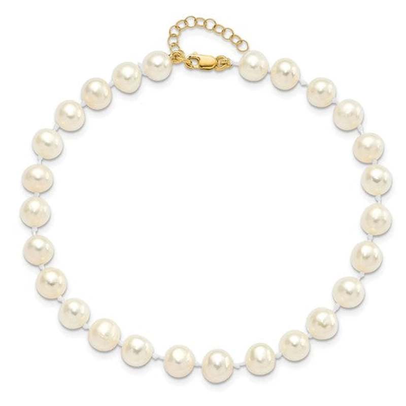 14k 6-7mm Fresh Water Cultured Pearl 7.25" with 1" Extender Bracelet 18" with 2" Extender Necklace and Earring Set