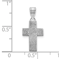 Fingerprint Cross Charm - Sterling Silver