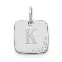 Cushion Initial with 0.027cttw Diamonds Charm - Sterling Silver