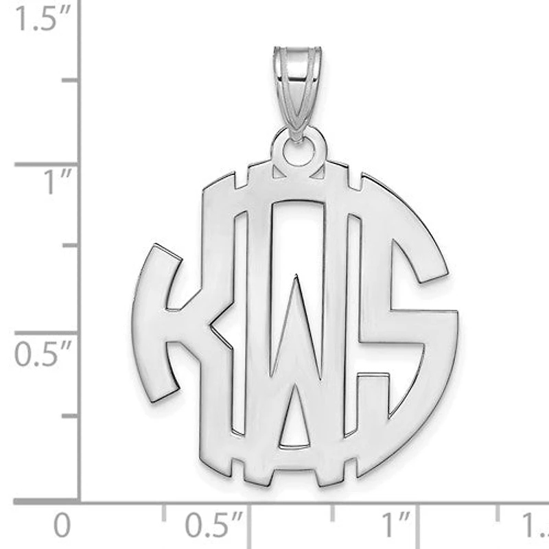 Block Letter Circle Cut-out Background Monogram Pendants - Sterling Silver