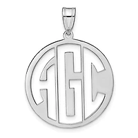 Block Circle Cut-out Letters Monogram Pendants - Sterling Silver