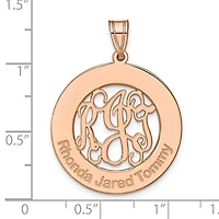 Laser High Polished Monogram & Letters Pendant - Sterling Silver