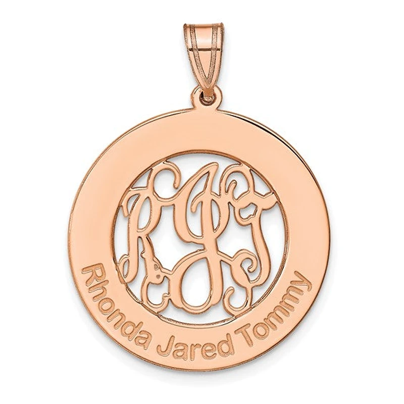 Laser High Polished Monogram & Letters Pendant - Sterling Silver