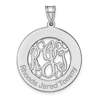 Laser High Polished Monogram & Letters Pendant - Sterling Silver
