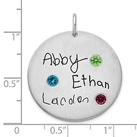Sterling Silver Signature with Crystal Birthstones Pendant (up to 3 names and birthstones)