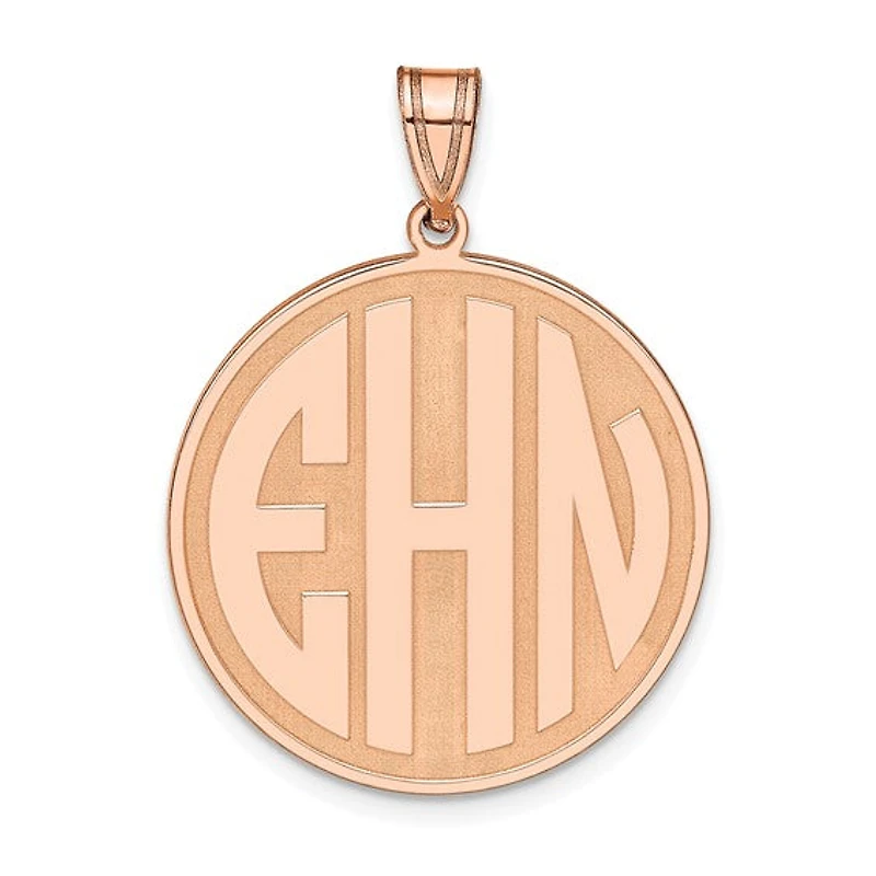 Block Raised Letter Circle Pendants - Sterling Silver
