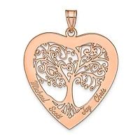 Polished Family Tree Heart Pendant (Up to 4 names) - Sterling Silver