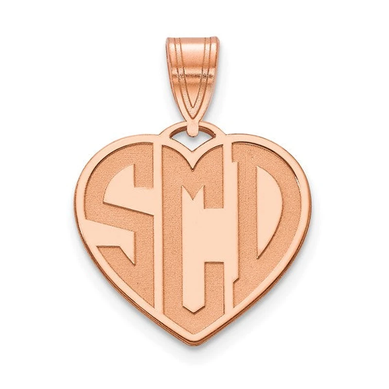 Etched Heart Monogram Pendants - Sterling Silver