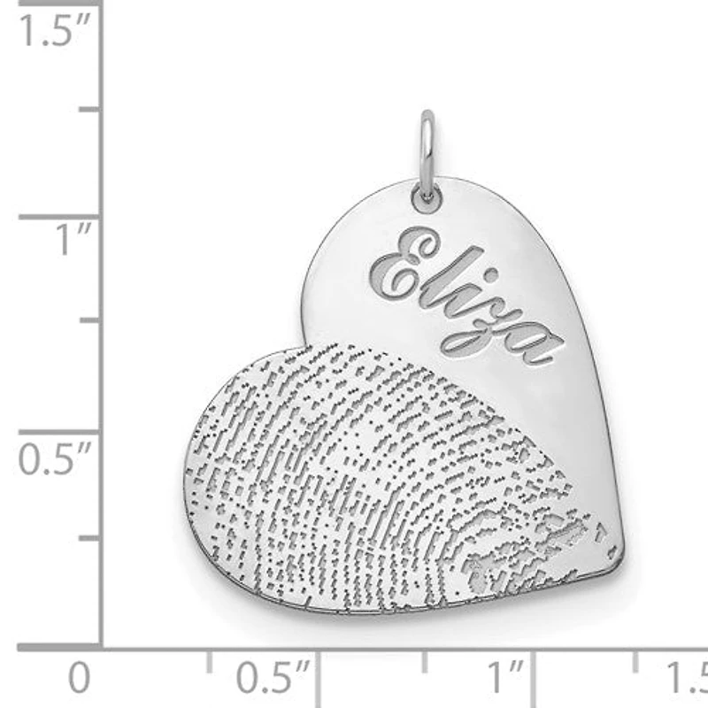 Name and Fingerprint Heart Charms - Sterling Silver