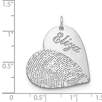 Name and Fingerprint Heart Charms - Sterling Silver