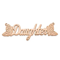 Butterfly Wings Nameplate Necklace with 1mm 18" Cable Chain - Sterling Silver