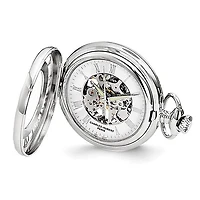 Charles Hubert Chrome-finish Skeleton Case Pocket Watch