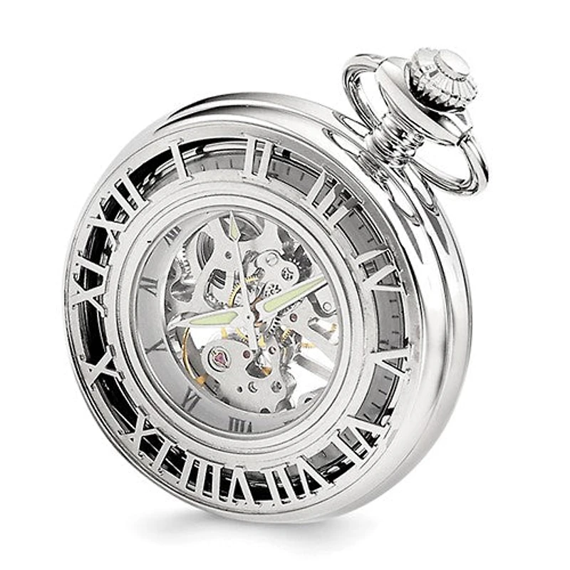 Charles Hubert Chrome-finish Skeleton Case Pocket Watch