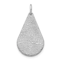Tear Drop Fingerprint Charm - Sterling Silver