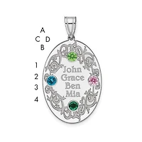 Sterling Silver Crystal Family Pendant (up to 4 names and birthstones)