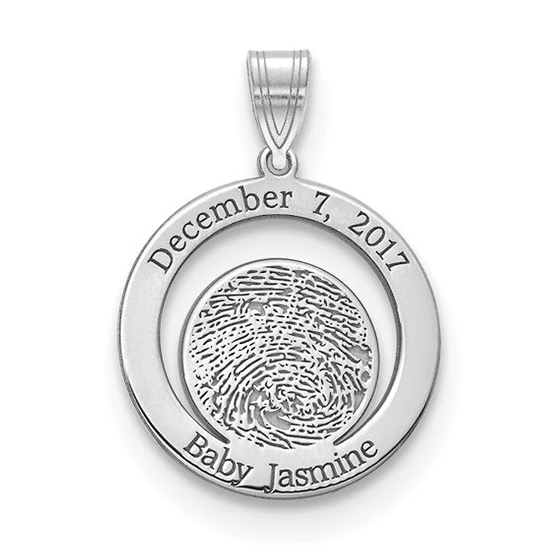 Vertical Signature and Fingerprint Charm - Sterling Silver