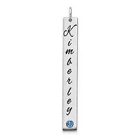 Enameled with 18k Bezel Crystal Birthstone Vertical Bar Charm - Sterling Silver