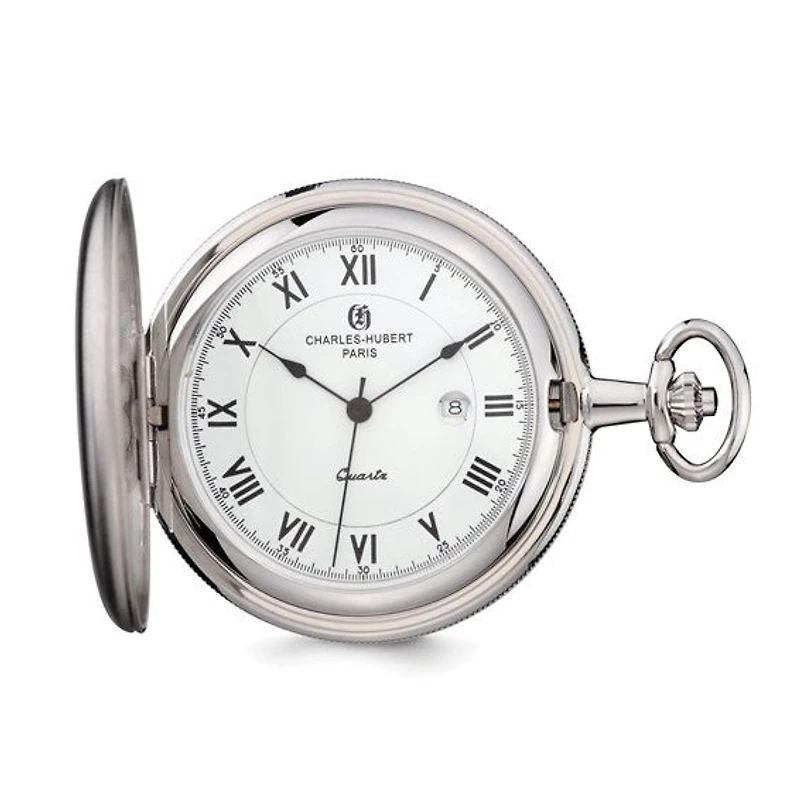 Charles Hubert Chrome Finish White Dial Pocket Watch