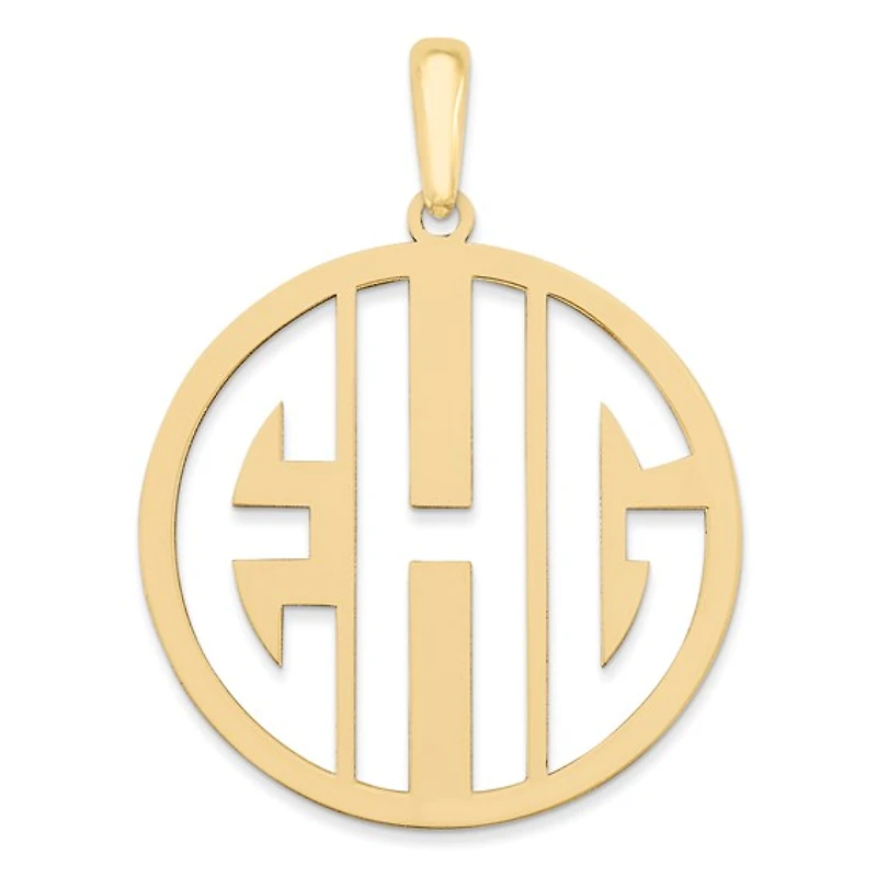 Block Circle Cut-out Letters Monogram Pendants - Sterling Silver