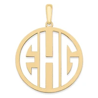 Block Circle Cut-out Letters Monogram Pendants - Sterling Silver