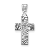 Fingerprint Cross Charm - Sterling Silver
