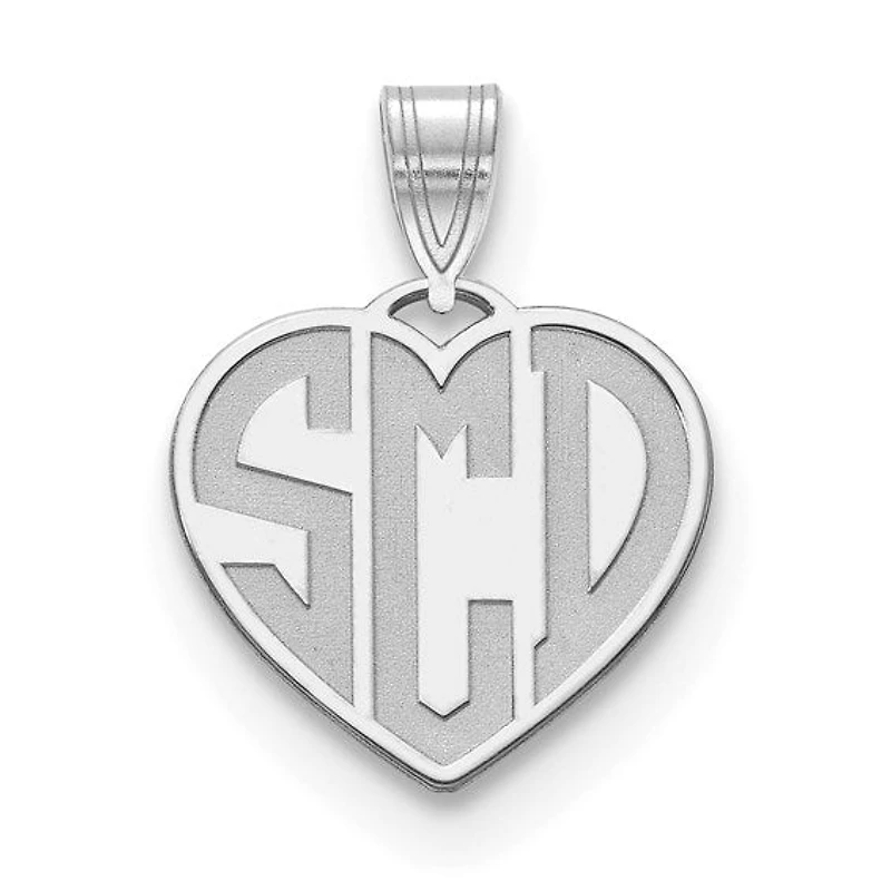 Etched Heart Monogram Pendants - Sterling Silver