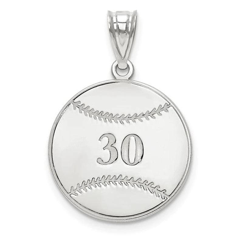 Personalized Baseball Number And Name Pendants - Sterling Silver