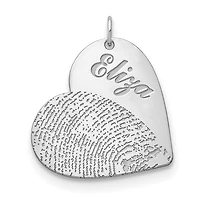 Name and Fingerprint Heart Charms - Sterling Silver
