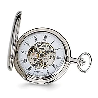 Charles Hubert Chrome-finish White Skeleton Dial Pocket Watch